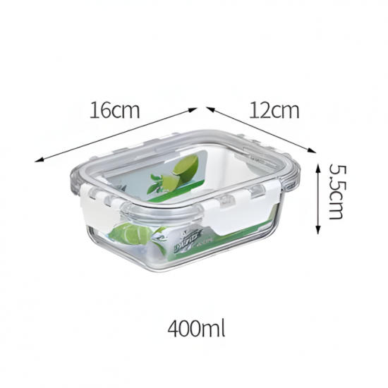 Glass Tupperware with Plastic Lid – 400 ml